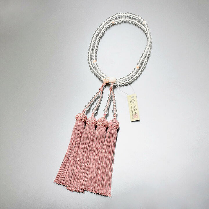 楽天市場 数珠 女性用108玉数珠 本水晶 深海珊瑚仕立て 8寸 108玉仕様 正絹房仕様 八宗用数珠 本式数珠水晶数珠 珊瑚数珠 さんご数珠 念珠 天然石数珠 サンゴ数珠 女性用数珠 京念珠 サンゴ コーラル 三月 3月 3月の誕生石 二輪 二重 水晶 コーラル ごくらくや