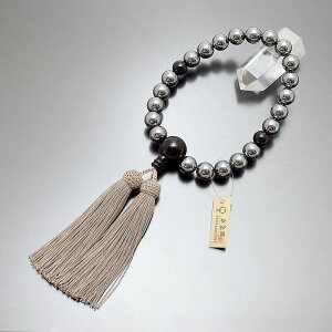 【数珠】『テラヘルツ-黒檀仕立て』◆木を使用したお数珠◆22玉仕様男性用数珠【京念珠】(正絹頭付き房仕様)八宗用数珠 先祖供養 天然石数珠