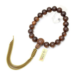 【数珠】『栴檀(せんだん)』男性用数珠【京念珠】(正絹紐房仕様)【化粧箱付き】八宗用数珠 片手数珠 京都数珠 男持ち数珠 木製数珠 先祖供養数珠 木の数珠 お守り 先祖供養 おしゃれ