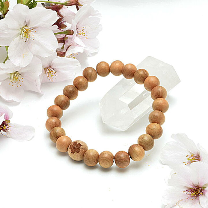 楽天市場】日本の心「桜」ブレスレット桜の花彫り仕様（和桜の木製）8 