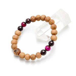『アマビエ彫り 屋久杉ブレスレット』ガーネット タイガーアイ仕立て8ミリ玉(※親玉10ミリ玉 アマビエ彫り仕様)木製 腕輪 尼彦 あま彦 天彦 天日子 天響 海彦 疫病退散 お守り 厄除け 魔