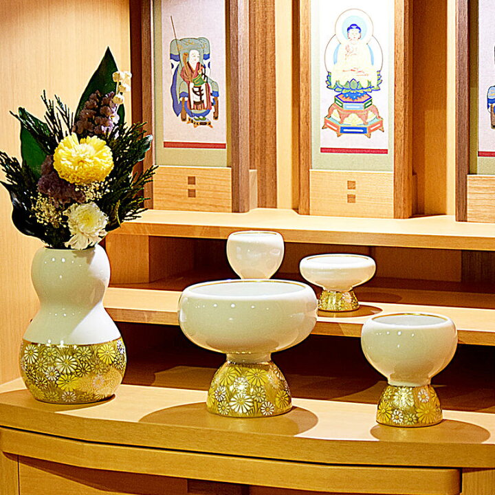 楽天市場】【五具足】現代仏具「ホビット（九谷焼）」イエロー色【日本 