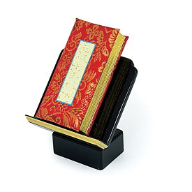 【過去帳セット】過去帳 過去帳台セット【過去帳 3寸5分サイズ（長さ10.5cm・金襴仕様）×過去帳台 3寸（高さ約10cm・黒塗り面粉仕様）】現代風 モダン 低型 ミニ仏壇用 浄土真宗 先祖供養 過去帳の台 見台