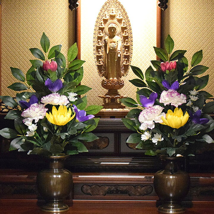 楽天市場】【仏花】仏壇用 造花 ◇大サイズ◇花部分高さ約33センチ☆台  