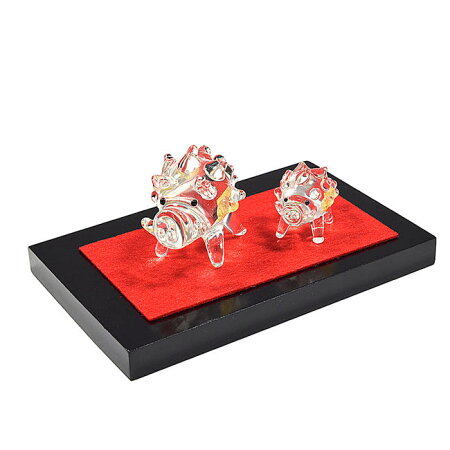 【金箔】金沢-純金箔入り亥(いのしし)親子◆ガラス製職人手作り品★郵便にてのお届けで送料250円金箔金純金縁起物縁起物お土産プレゼント