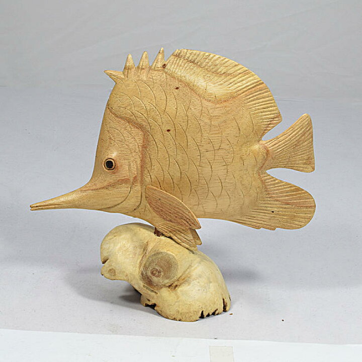 楽天市場】【工芸品】木彫り置物「チョウチョウウオ（蝶蝶魚）」木製品 