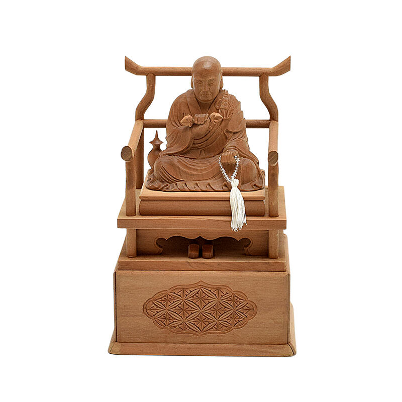 弘法大師坐像【極小】#2 厨子入り 空海 お大師さま 木彫 仏像-