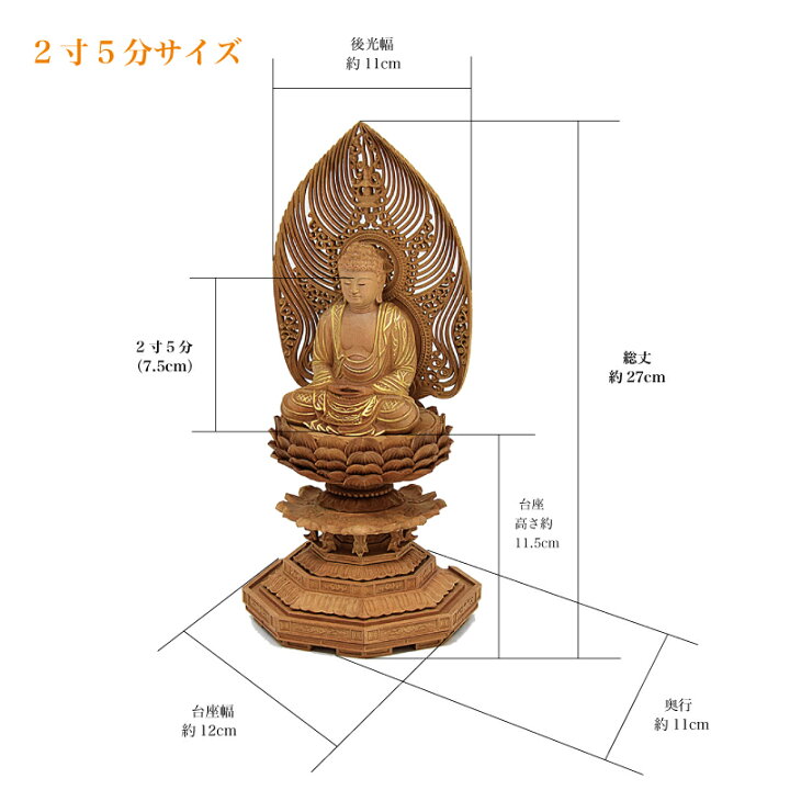 楽天市場】【仏像】木製仏像「釈迦如来」2寸5分サイズ（高さ27cm）白檀 