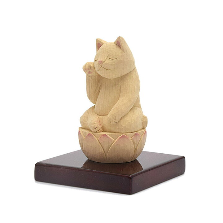 楽天市場】【お守り仏像】招き猫仏 右手上げタイプ（木製・木曽の檜製 