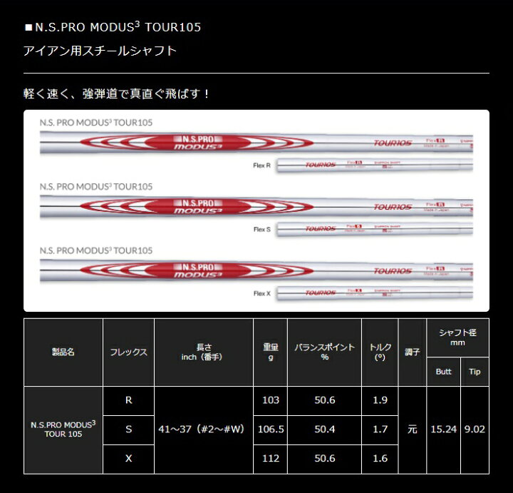 楽天市場】日本シャフト N.S.PRO MODUS3 TOUR105 アイアン用スチール 