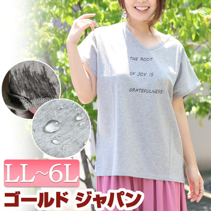 楽天市場 大きいサイズレディース トップス Ttシャツ カットソー 汗ジミ防止加工ロゴプリントtシャツ 汗ジミ防止 汗ジミ 胸汗 脇汗 谷間汗 半袖 吸収 速乾 Vネック ロゴ プリント フレンチスリーブ ドルマン 夏新作 春服 夏服 Ll 2l 3l 4l 5l 6l 杢グレー グレー