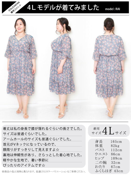 楽天市場】大きいサイズレディース ワンピース くすみブルー花柄 