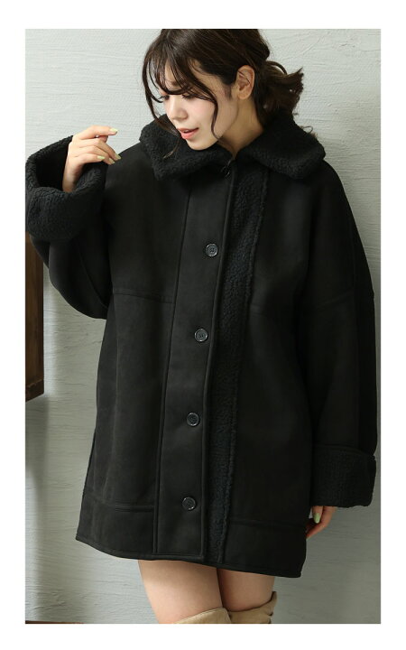 GIVENCHY ムートンコート ブラック 50 厚手 ボア 上品 シンプル 
