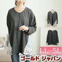 大きいサイズ レディース チュニック サイドレース切り替えチュニック 長袖 長そで ロング Vネック レース ストレッチ 伸縮 タック ドロップショルダー Aライン サイドレース 切り替え 無地 冬新作 冬服 春服 秋服 LL 2L 3L 4L 5L ブラック 黒 杢グレー ゴールドジャパン