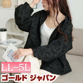 大きいサイズ レディース トップス シャツ ブラウス 花柄ジャガードボリュームスリーブブラウス 花柄ブラウス 長袖シャツ 長袖 長そで ジャガード 花柄 柄 フラワー 襟 ドロップショルダー ボリュームスリーブ 冬新作 春服 秋服 LL 2L 3L 4L 5L ブラック 黒 ゴールドジャパン