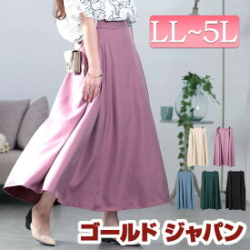 大きいサイズ レディース ボトムス スカート ダブルポケットフレアスカート ロングスカート ロング フレア ポケット ウエストゴム ストレッチ ファスナー 通勤 冬新作 春服 夏服 秋服 冬服 LL 2L 3L 4L 5L ブラック 黒 グリーン パープル ブルー アイボリー ゴールドジャパン