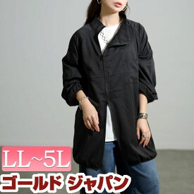 大きいサイズ レディース アウター ジャケット ブルゾン アシンメトリーダブルジップブルゾン 立ち襟 アシンメトリー ダブルジップ ファスナー ポケット ボリューム袖 長袖 カジュアル シンプル マニッシュ 冬新作 秋服 春服 LL 2L 3L 4L 5L ブラック 黒 ゴールドジャパン