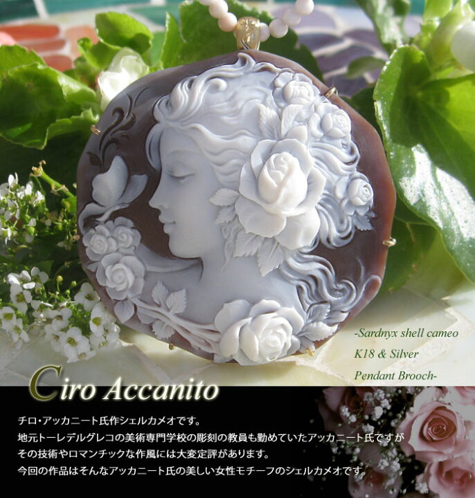 楽天市場】アッカニート最新作Ciro Accanito作シェルカメオK18 SILVER 