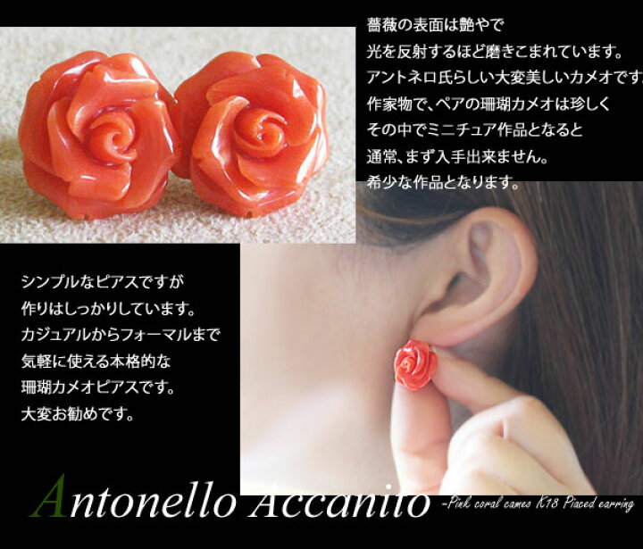 楽天市場】希少作品 Antonello Accanito作 天然上質 赤珊瑚カメオ K18 