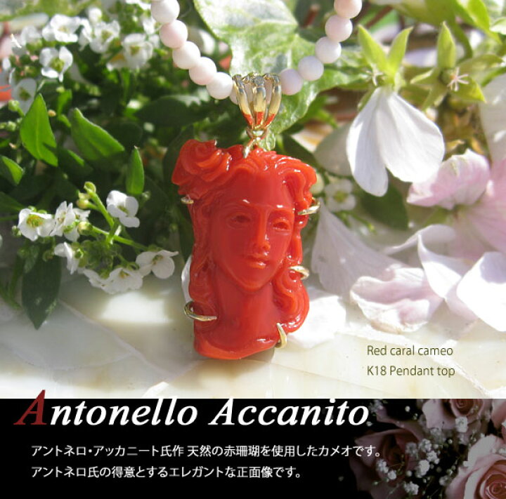 楽天市場】Antonello Accanito作天然上質赤珊瑚カメオK18 ペンダント 