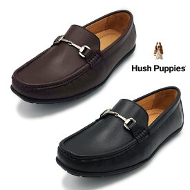 Hush Puppies ハッシュパピー メンズ スリップオン M-7116T 靴 軽量 クールビズ ドライビング モカシン シューズ ジャケパン メンズシューズ メンズスリッポン スリッポンシューズ メンズローファー 黒い靴 メンズ靴 ビットローファー メンズ 紳士靴 ブラック ダークブラウン