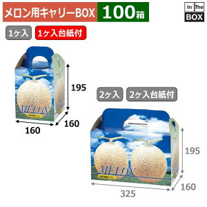 メロン用キャリーBOX ピュアメロン 1ヶ入台紙付 160×160×195(mm) 5玉9kgクラス1個「100箱」