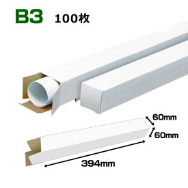 B3(515×364mm)対応 白ポスターケース「100枚・300枚・1000枚」 60×60×長さ：394(mm)