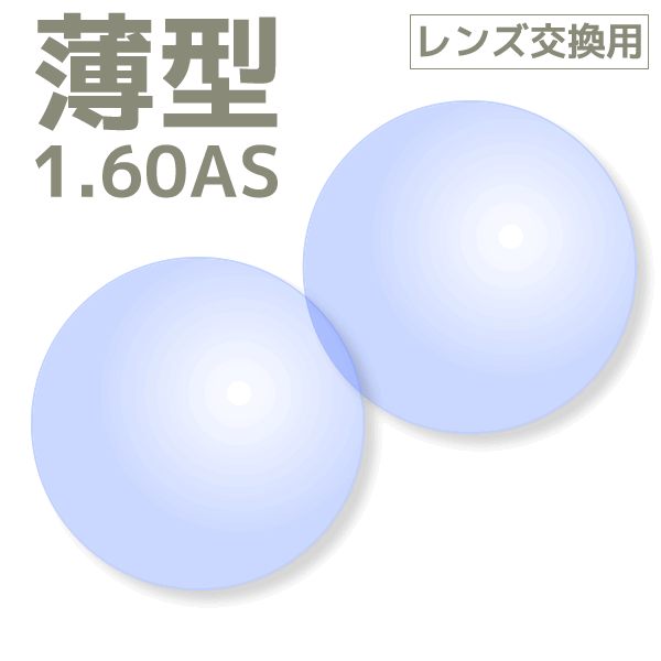【送料関税無料】薄型レンズ：1.60AS：プラスチック：非球面：単焦点