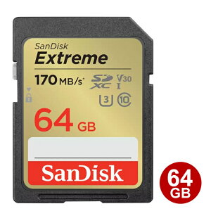 TfBXN SDXCJ[h 64GB EXTREME Class10 UHS-1 U3 V30 170MB/s SDSDXV2-064G-GNCIN SanDisk SDJ[h COe[ y[֑z