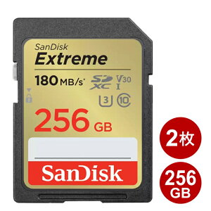 TfBXN SDXCJ[h 256GB 2Zbg EXTREME Class10 UHS-1 U3 V30 180MB/s SDSDXVV-256G-GNCIN-2P SanDisk SDJ[h COe[ yz yŋzz