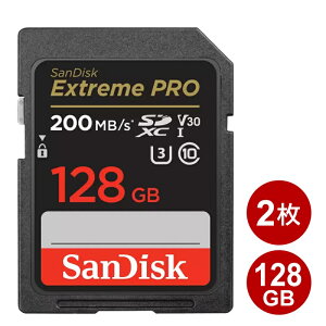 TfBXN SDXCJ[h 128GB 2Zbg EXTREME PRO Class10 UHS-1 U3 V30 200MB/s SDSDXXD-128G-GN4IN-2P SanDisk SDJ[h COe[ y[֑z