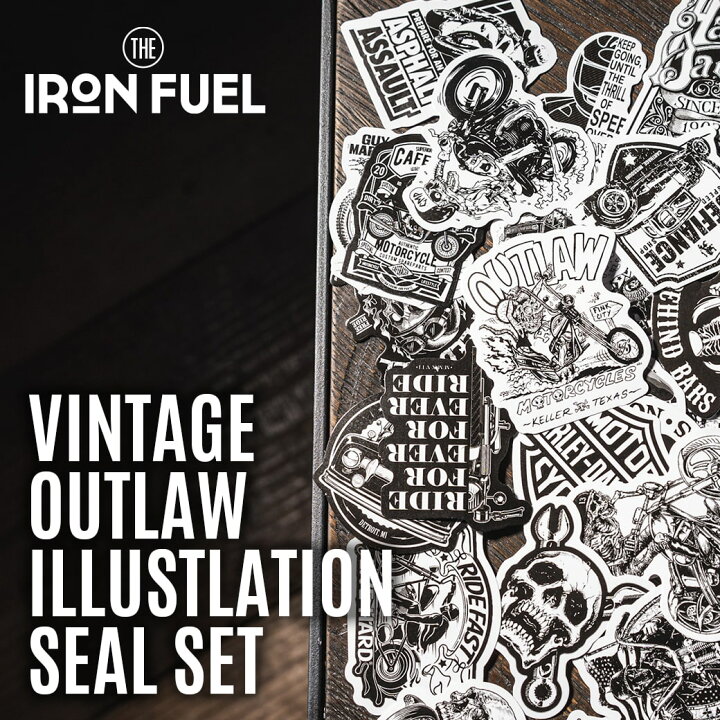 楽天市場 5 Offクーポンあり ヴィンテージ アウトロー イラストレーション シールセット レトロ アメリカン 雑貨 ステッカー シール 防水 イラスト バイク バイカー スカル 髑髏 スケボー 619 Apartment