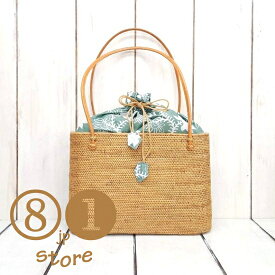 アタバッグ かごバッグ ハンドメイド 【Lサイズ】 手編み 内布付き バリ島 グリーン