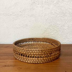 アタ製手編みバスケット 網目 ラウンド 収納バスケット 小物入れ バリ島 アジアン エスニック 小