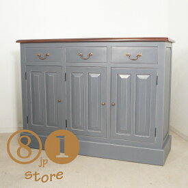 アンティーク調 レジカウンター 幅125cm 【グレー色×ウォルナット色天板】カウンター レジカウンター バーカウンター 受付 待合 店舗 什器 ヨーロッパ イギリス 英国 デザイン アンティーク ヴィンテージ 無垢材 工房 職人 手作り ハンドメイド