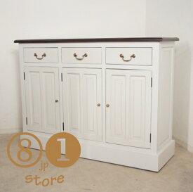 アンティーク調 レジカウンター 幅125cm 【ホワイト色×ウォルナット色天板】カウンター レジカウンター バーカウンター 受付 待合 店舗 什器 ヨーロッパ イギリス 英国 デザイン アンティーク ヴィンテージ 無垢材 工房 職人 手作り ハンドメイド