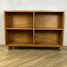 【期間限定10％OFF!!】アンティーク調 マホガニー無垢 ブックシェルフ 本棚 収納 チーク色