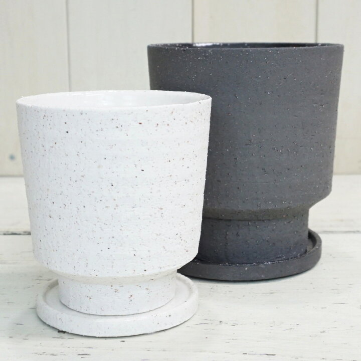 楽天市場 植木鉢 おしゃれ 陶器鉢 イオニアシンボトムm 2色 12cm 4号 穴あり 受け皿付 ホワイト グレー 白 黒 ブラック モダン 和風 プランター 円錐 円形 茶碗型 ザラザラ 鉢 ガーデニング 室内 植え替え 鉢植え 園芸 観葉植物 多肉植物 塊根植物 サボテン 人工観葉