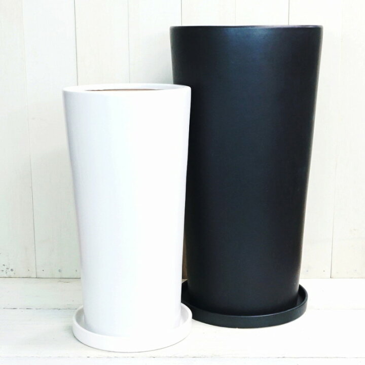 楽天市場 植木鉢 おしゃれ 陶器鉢 トールラウンド L 2色 30cm 10号 穴あり 円すい型 シンプル モダン つやなし マット 白 黒 グレー プランター 背の高い 深い 深鉢 長鉢 縦長 鉢 ガーデニング 室内 植え替え 鉢植え 園芸 観葉植物 多肉植物 塊根植物