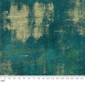 【Moda モダ】Grunge and Grunge Dot Metallic-30150-229M(メタリック加工)(3A-01) ターコイズ ゴールドラメ テクスチャ柄 ヴィンテージ風 ラッカープリント コットン100％ シーチング 【10cm単位販売】