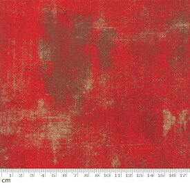 【Moda モダ】Grunge and Grunge Dot Metallic-30150-376M(メタリック加工)(3A-01) レッド ゴールドラメ テクスチャ柄 ヴィンテージ風 ラッカープリント コットン100％ シーチング 【10cm単位販売】