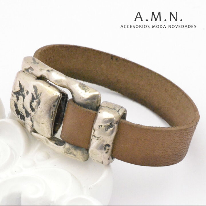 楽天市場】スペイン直輸入 A.M.N レザーブレスレット ブラウン 