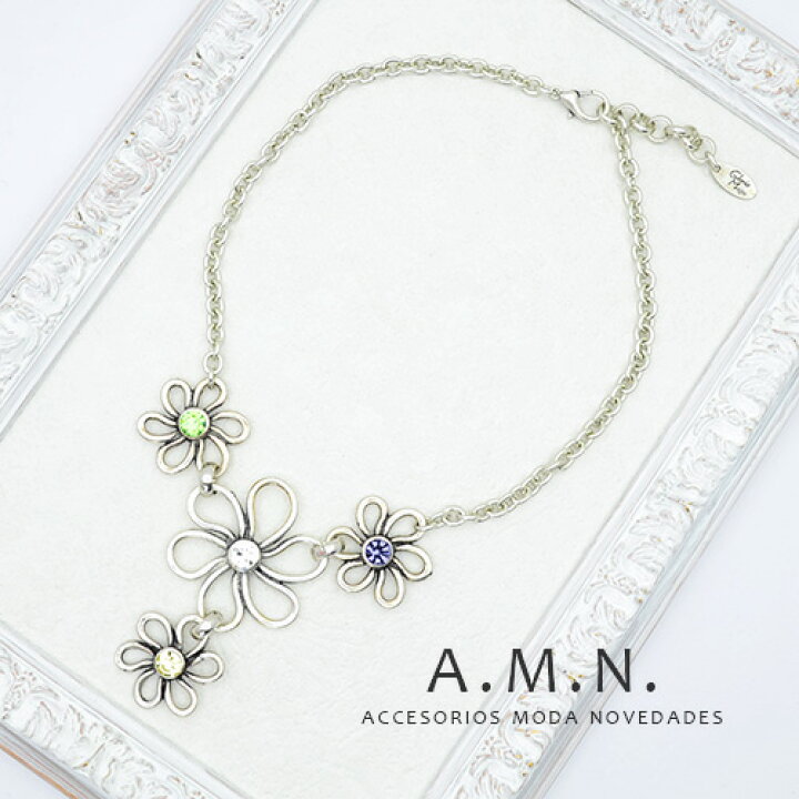 楽天市場】レディースネックレス A.M.N. 4連フラワーデザイン 