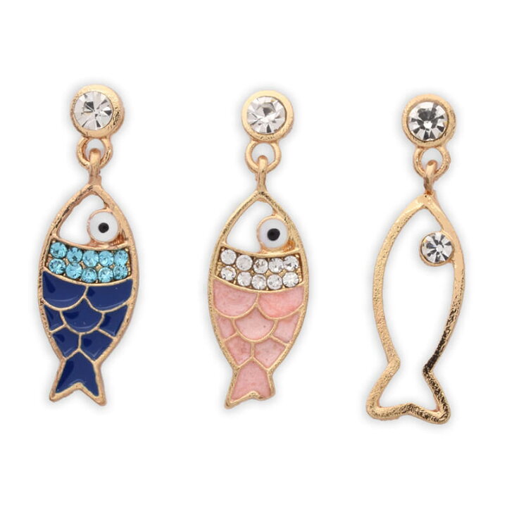 楽天市場】お魚ピアス かわいい アシンメトリー 3セット ユニーク 