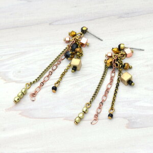 フランス直輸入 ピアス チェーンぶら下がり アンティークゴールド charlottealexandre