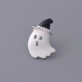 大人気再入荷☆ハロウィンピンブローチ　ゴースト　帽子をかぶったかわいいオバケ　ハロウィンアクセサリー/ハロウィングッズ/プレゼント