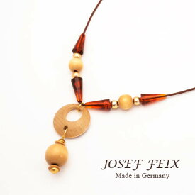 ドイツ製　JOSEF　FEIX　ウッド調偏りリング　Yラインローブペンダント レディースジュエリー　アクセサリー　インポート　コスチュームジュエリー　パーティー　結婚式　発表会　お呼ばれ