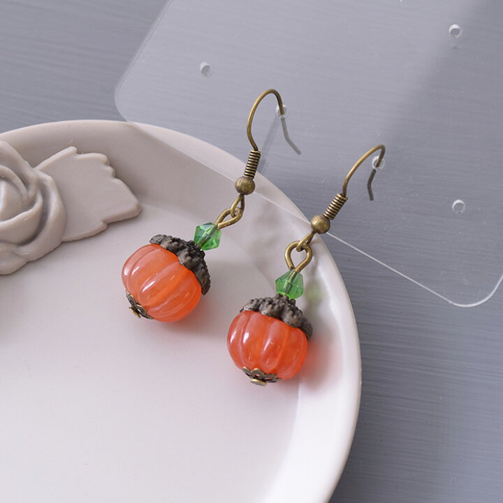 楽天市場】パンプキンピアス ハロウィン フックピアス オレンジ 