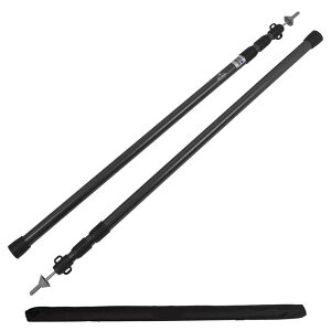 伸縮式テントポール タープポール アルミ 2本セット 3継無段階調節 230cmまで延長可能 収納袋 保護キャップ付き 階高さ調節 新型 伸縮タイプ スライド式 コンパクトテント タープ ポール 94cm