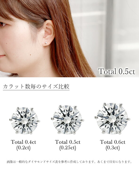 楽天市場】ダイヤモンド ピアス 0.5ct(Total) G SI1 3EX H&C プラチナ  